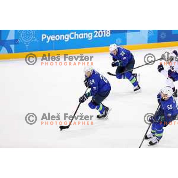 Rok Ticar in action at Olympic ice hockey tournament match between Slovenia and Norway during PyeongChang 2018 Winter Olympic Games, South Korea on February 20, 2018