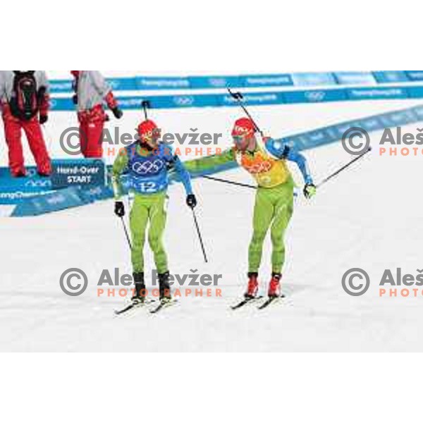 Jakov Fak and Klemen Bauer (SLO) compete in Biathlon Mix relay at Alpensia Biathlon Centre during PyeongChang 2018 Winter Olympic Games, South Korea on February 20, 2018