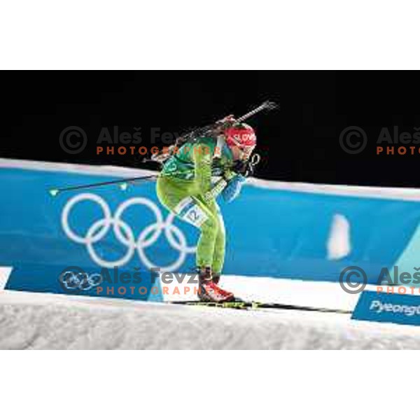 Anja Erzen (SLO) competes in Biathlon Mix relay at Alpensia Biathlon Centre during PyeongChang 2018 Winter Olympic Games, South Korea on February 20, 2018