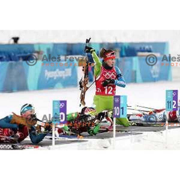 Urska Poje (SLO) competes in Biathlon Mix relay at Alpensia Biathlon Centre during PyeongChang 2018 Winter Olympic Games, South Korea on February 20, 2018