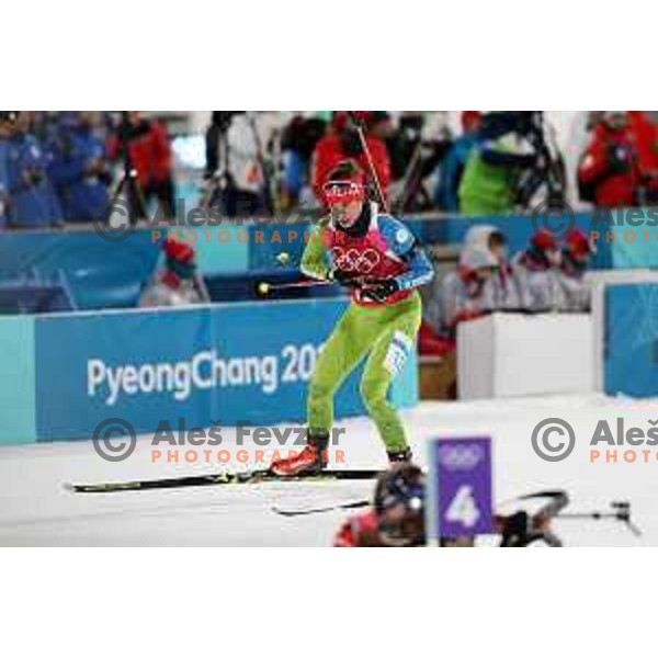 Urska Poje (SLO) competes in Biathlon Mix relay at Alpensia Biathlon Centre during PyeongChang 2018 Winter Olympic Games, South Korea on February 20, 2018