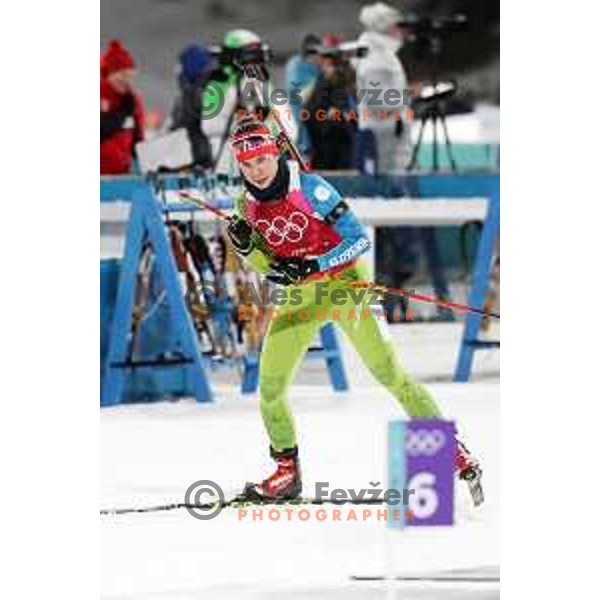 Urska Poje (SLO) competes in Biathlon Mix relay at Alpensia Biathlon Centre during PyeongChang 2018 Winter Olympic Games, South Korea on February 20, 2018