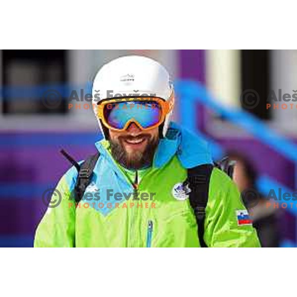 Filip Flisar (SLO) skiing in 1/4 finals of Men\'s Ski Cross at Phoenix Snow park during PyeongChang 2018 Winter Olympic Games, South Korea on February 21, 2018
