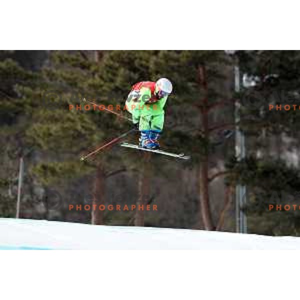Filip Flisar (SLO) skiing in 1/4 finals of Men\'s Ski Cross at Phoenix Snow park during PyeongChang 2018 Winter Olympic Games, South Korea on February 21, 2018