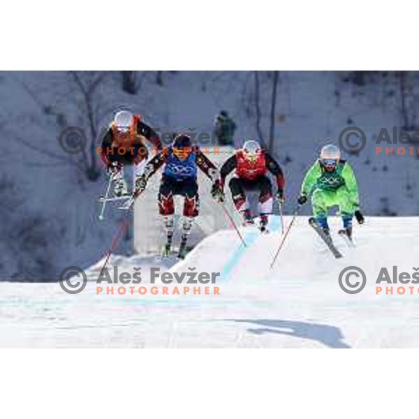 Filip Flisar (SLO) skiing in 1/4 finals of Men\'s Ski Cross at Phoenix Snow park during PyeongChang 2018 Winter Olympic Games, South Korea on February 21, 2018