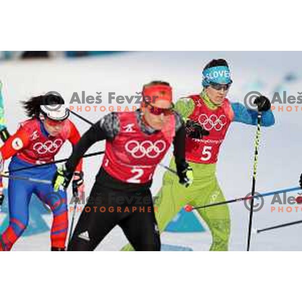 Alenka Cebasek (SLO) racing at Cross Country Ladies Team Sprint Free during PyeongChang 2018 Winter Olympic Games, South Korea on February 21, 2018