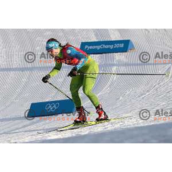 Alenka Cebasek (SLO) racing at Cross Country Ladies Team Sprint Free during PyeongChang 2018 Winter Olympic Games, South Korea on February 21, 2018