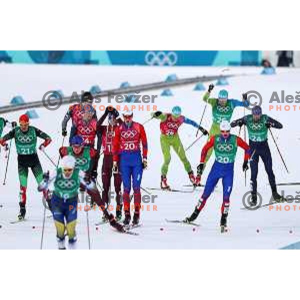 Miha Simenc and Janez Lampic at Cross Country Men\'s Team Sprint Free during PyeongChang 2018 Winter Olympic Games, South Korea on February 21, 2018