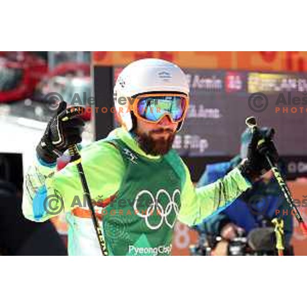 Filip Flisar (SLO) skiing in the semi-final of Men\'s Ski Cross at Phoenix Snow park during PyeongChang 2018 Winter Olympic Games, South Korea on February 21, 201