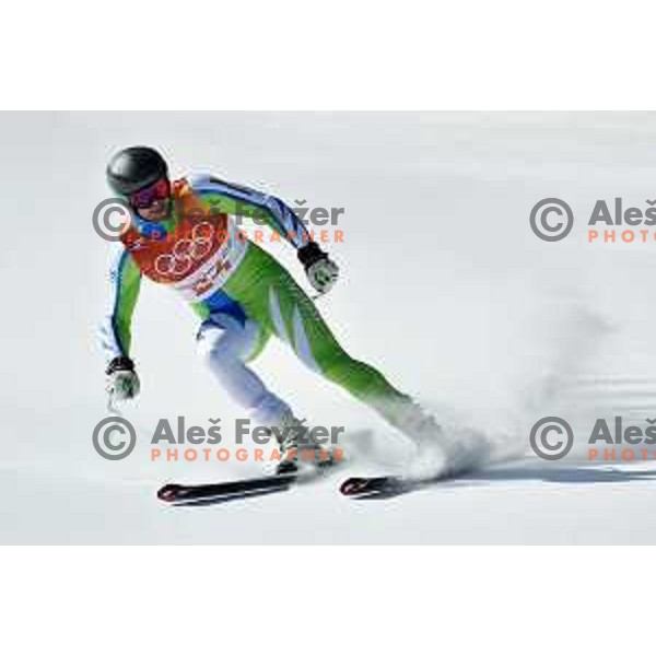 Bostjan Kline (SLO) at the finish of Men\'s Downhill at Jeongseon Alpine Centre during PyeongChang 2018 Winter Olympic Games, South Korea on February 15, 2018