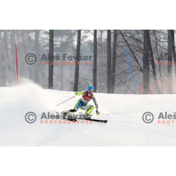 Ana Bucik (SLO) skiing in slalom run of Ladies Alpine Combined at Jeongseon Alpine Centre during PyeongChang 2018 Winter Olympic Games, South Korea on February 22, 2018
