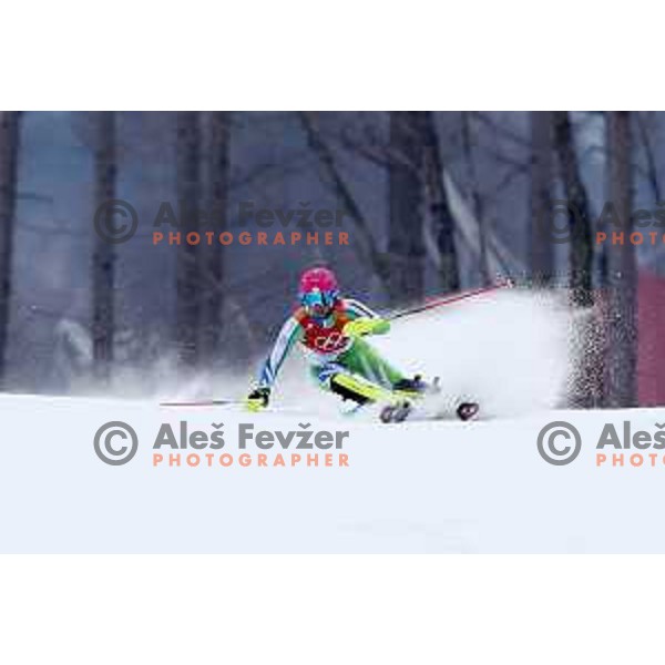 Marusa Ferk (SLO) skiing in slalom run of Ladies Alpine Combined at Jeongseon Alpine Centre during PyeongChang 2018 Winter Olympic Games, South Korea on February 22, 2018