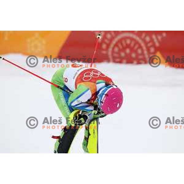 Marusa Ferk (SLO) skiing in slalom run of Ladies Alpine Combined at Jeongseon Alpine Centre during PyeongChang 2018 Winter Olympic Games, South Korea on February 22, 2018