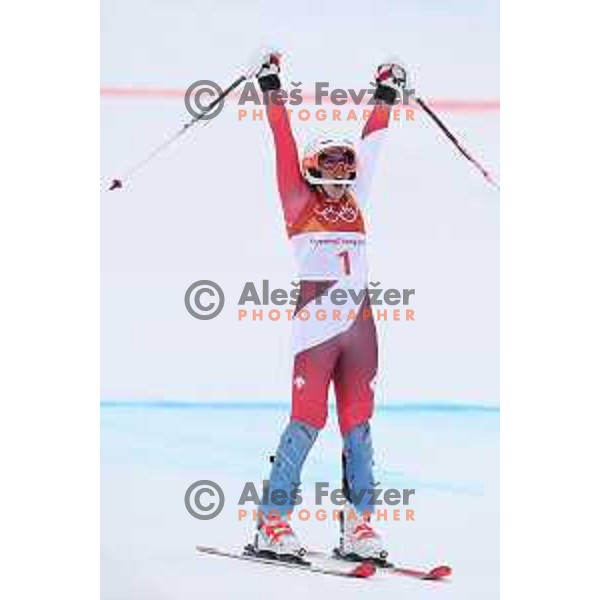 Michelle Gisin (SUI), Olympic gold medalist in Ladies Alpine Combined at Jeongseon Alpine Centre during PyeongChang 2018 Winter Olympic Games, South Korea on February 22, 2018