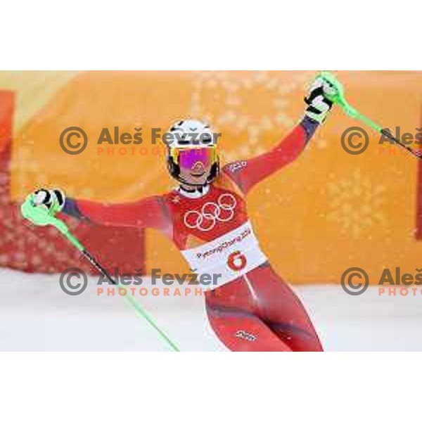 Mowinckel Ragnhild (NOR) skiing in slalom run of Ladies Alpine Combined at Jeongseon Alpine Centre during PyeongChang 2018 Winter Olympic Games, South Korea on February 22, 2018
