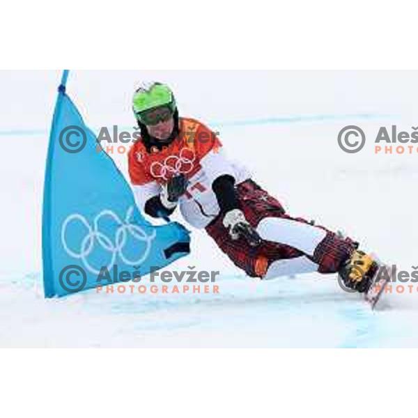 Rok Marguc (SLO) racing in Qualifiaction of Snowboard Men\'s Parallel Giant Slalom at Phoenix Snow park during PyeongChang 2018 Winter Olympic Games, South Korea on February 24, 2018