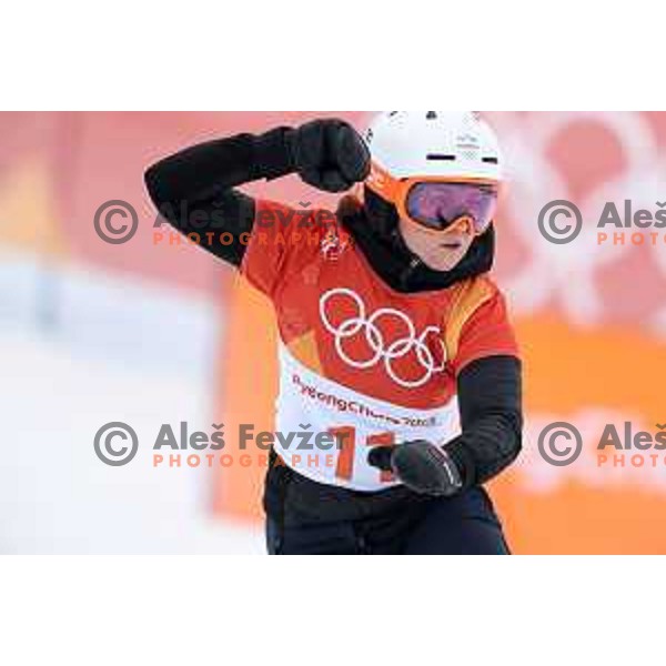 Gloria Kotnik (SLO) racing in Qualifiaction of Snowboard Men\'s Parallel Giant Slalom at Phoenix Snow park during PyeongChang 2018 Winter Olympic Games, South Korea on February 24, 2018
