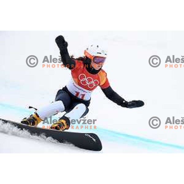 Gloria Kotnik (SLO) racing in Qualifiaction of Snowboard Men\'s Parallel Giant Slalom at Phoenix Snow park during PyeongChang 2018 Winter Olympic Games, South Korea on February 24, 2018
