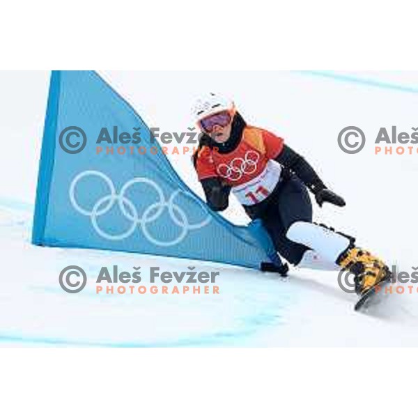 Gloria Kotnik (SLO) racing in Qualifiaction of Snowboard Men\'s Parallel Giant Slalom at Phoenix Snow park during PyeongChang 2018 Winter Olympic Games, South Korea on February 24, 2018