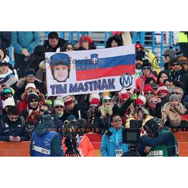 Tim Mastnak (SLO) racing in Qualifiaction of Snowboard Men\'s Parallel Giant Slalom at Phoenix Snow park during PyeongChang 2018 Winter Olympic Games, South Korea on February 24, 2018