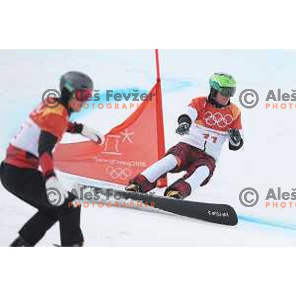 Rok Marguc (SLO) racing in Qualifiaction of Snowboard Men\'s Parallel Giant Slalom at Phoenix Snow park during PyeongChang 2018 Winter Olympic Games, South Korea on February 24, 2018