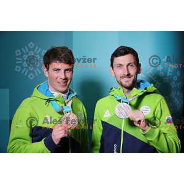 Zan Kosir (SLO) , Olympic bronze medalist of Snowboard Men\'s Parallel Giant Slalom at PyeongChang 2018 Winter Olympic Games, South Korea on February 24, 2018