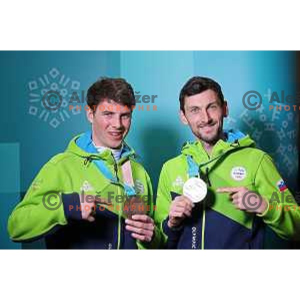 Zan Kosir (SLO) , Olympic bronze medalist of Snowboard Men\'s Parallel Giant Slalom at PyeongChang 2018 Winter Olympic Games, South Korea on February 24, 2018
