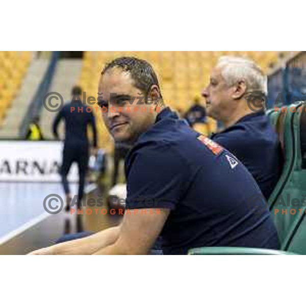 Celje’s head coach Branko Tamse in action during EHF Champions League match between Celje PL and Aalborg, in Arena Zlatorog, Celje, on February 24, 2018