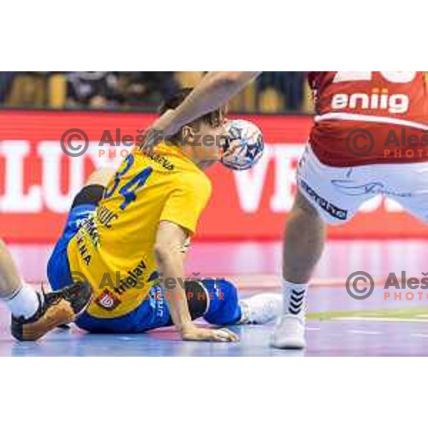 Celje’s Domen Makuc (34) in action during EHF Champions League match between Celje PL and Aalborg, in Arena Zlatorog, Celje, on February 24, 2018