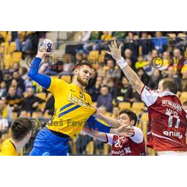 Celje’s Borut Mackovsek (51) in action during EHF Champions League match between Celje PL and Aalborg, in Arena Zlatorog, Celje, on February 24, 2018