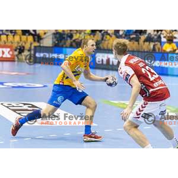 Celje’s Ziga Mlakar (55) in action during EHF Champions League match between Celje PL and Aalborg, in Arena Zlatorog, Celje, on February 24, 2018