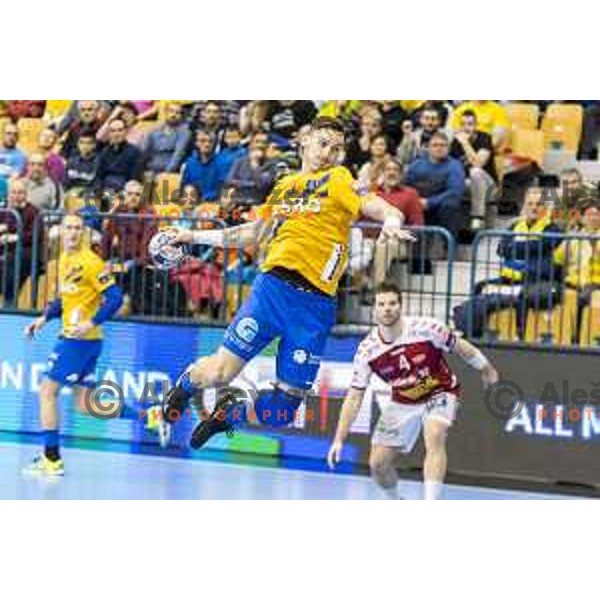 Celje’s Jaka Malus (5) in action during EHF Champions League match between Celje PL and Aalborg, in Arena Zlatorog, Celje, on February 24, 2018