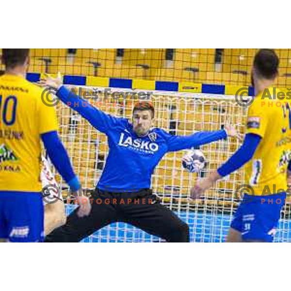 Celje’s Urban Lesjak (1) in action during EHF Champions League match between Celje PL and Aalborg, in Arena Zlatorog, Celje, on February 24, 2018