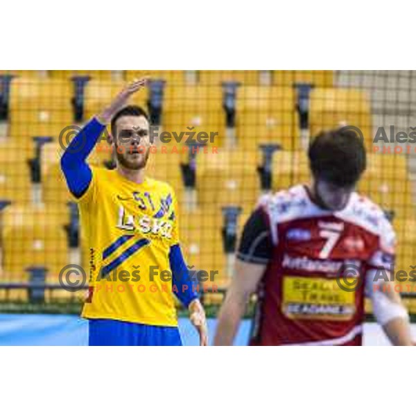 Celje’s Borut Mackovsek (51) reacting during EHF Champions League match between Celje PL and Aalborg, in Arena Zlatorog, Celje, on February 24, 2018