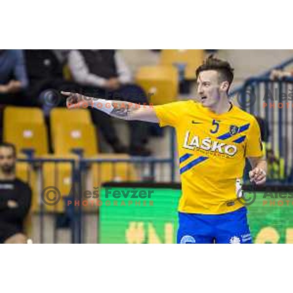 Celje’s Jaka Malus (5) reacting during EHF Champions League match between Celje PL and Aalborg, in Arena Zlatorog, Celje, on February 24, 2018