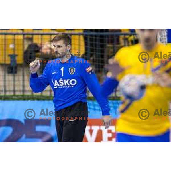 Celje’s Urban Lesjak (1) reacting during EHF Champions League match between Celje PL and Aalborg, in Arena Zlatorog, Celje, on February 24, 2018