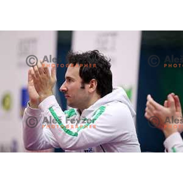 Bojan Tokic (SLO) during table tennis match between Slovenia and Belgium at Otocec Sports Centre, Slovenia on February 27, 2018
