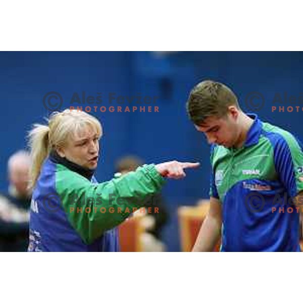 Vesna Ojstersek Drnovsek during table tennis match between Slovenia and Belgium at Otocec Sports Centre, Slovenia on February 27, 2018