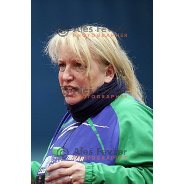 Vesna Ojstersek Drnovsek during table tennis match between Slovenia and Belgium at Otocec Sports Centre, Slovenia on February 27, 2018