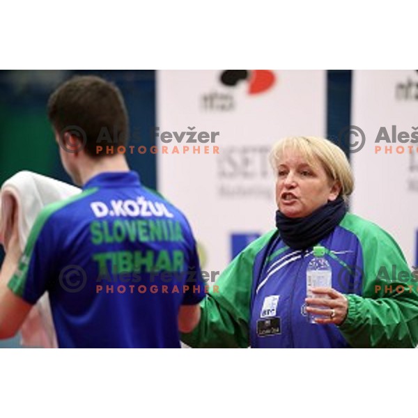 Vesna Ojstersek Drnovsek during table tennis match between Slovenia and Belgium at Otocec Sports Centre, Slovenia on February 27, 2018