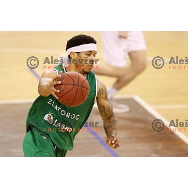 Jospeh Thomas of Zlatorog during Nova KBM league basketball match between Ilirija and Zlatorog Lasko in Tivoli Hall, Ljubljana, Slovenia on February 4, 2018