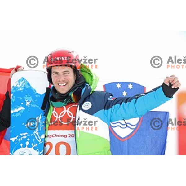 Zan Kosir (SLO), Olympic bronze medalist of Snowboard Men\'s Parallel Giant Slalom at PyeongChang 2018 Winter Olympic Games, South Korea on February 24, 2018