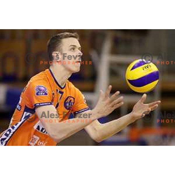 of ACH Volley in action during quarter-final of CEV Cup match between ACH Volley (Slovenia) and Belogorie Belgorod in Tivoli Hall, Ljubljana on March 1, 2018
