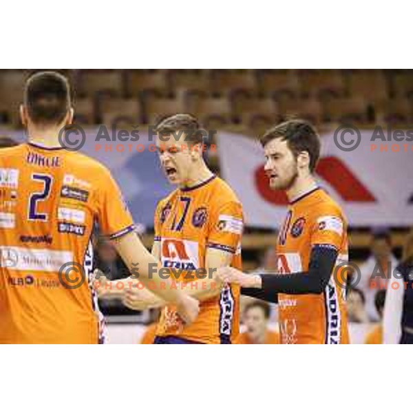 of ACH Volley in action during quarter-final of CEV Cup match between ACH Volley (Slovenia) and Belogorie Belgorod in Tivoli Hall, Ljubljana on March 1, 2018