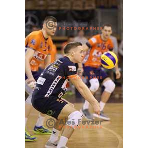 of ACH Volley in action during quarter-final of CEV Cup match between ACH Volley (Slovenia) and Belogorie Belgorod in Tivoli Hall, Ljubljana on March 1, 2018