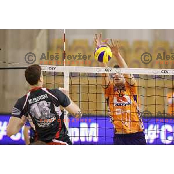 of ACH Volley in action during quarter-final of CEV Cup match between ACH Volley (Slovenia) and Belogorie Belgorod in Tivoli Hall, Ljubljana on March 1, 2018