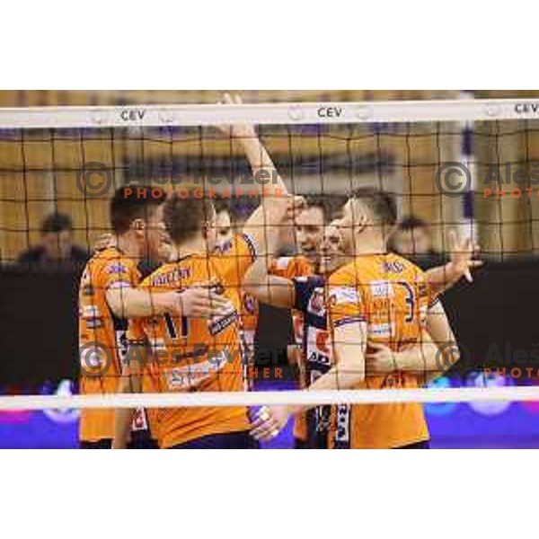 of ACH Volley in action during quarter-final of CEV Cup match between ACH Volley (Slovenia) and Belogorie Belgorod in Tivoli Hall, Ljubljana on March 1, 2018