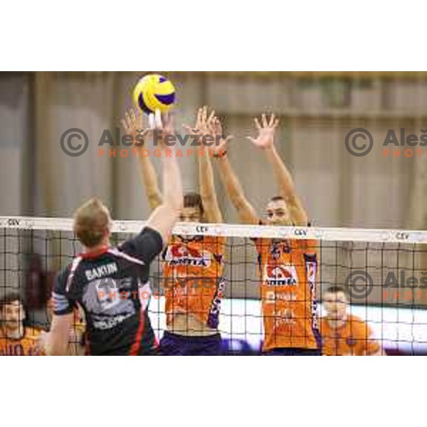 of ACH Volley in action during quarter-final of CEV Cup match between ACH Volley (Slovenia) and Belogorie Belgorod in Tivoli Hall, Ljubljana on March 1, 2018