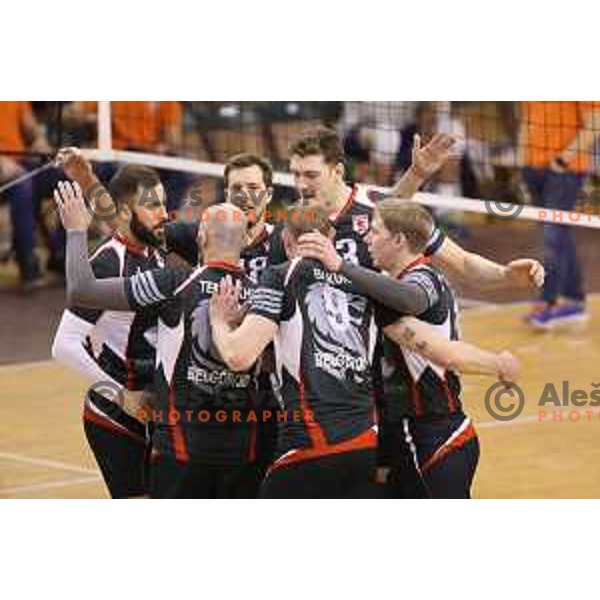 of ACH Volley in action during quarter-final of CEV Cup match between ACH Volley (Slovenia) and Belogorie Belgorod in Tivoli Hall, Ljubljana on March 1, 2018