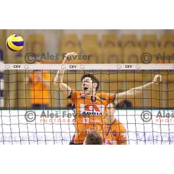 of ACH Volley in action during quarter-final of CEV Cup match between ACH Volley (Slovenia) and Belogorie Belgorod in Tivoli Hall, Ljubljana on March 1, 2018